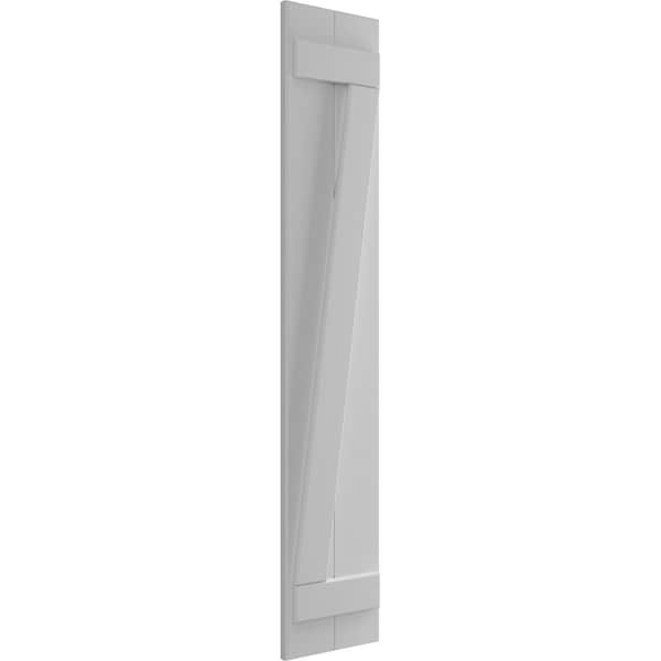 True Fit PVC Two Board Joined Board-n-Batten Shutters W/Z-Bar, Primed , 10 3/4W X 28H